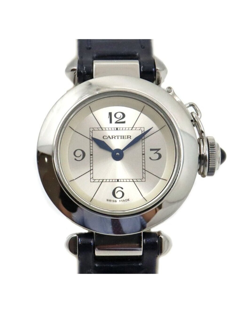 Cartier Miss Pasha Silver Watch SS Quartz Leather